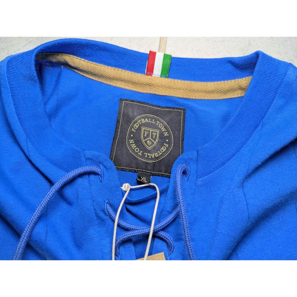 Football Town Men's XL Italy #10 Short Sleeve Shirt Blue Cotton Soccer - Picture 4 of 6